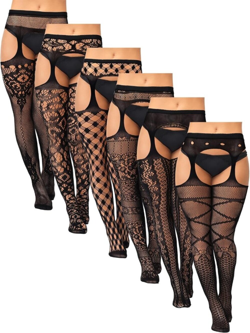 Plus Size Fishnet Tights - 6 Pairs, Stylish & Comfortable Hosiery for Curvy